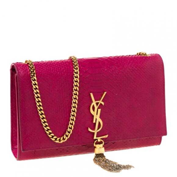 Saint Laurent Paris Pink Python Embossed Leather Kate Tassel Shoulder Bag - Picture 3 of 11